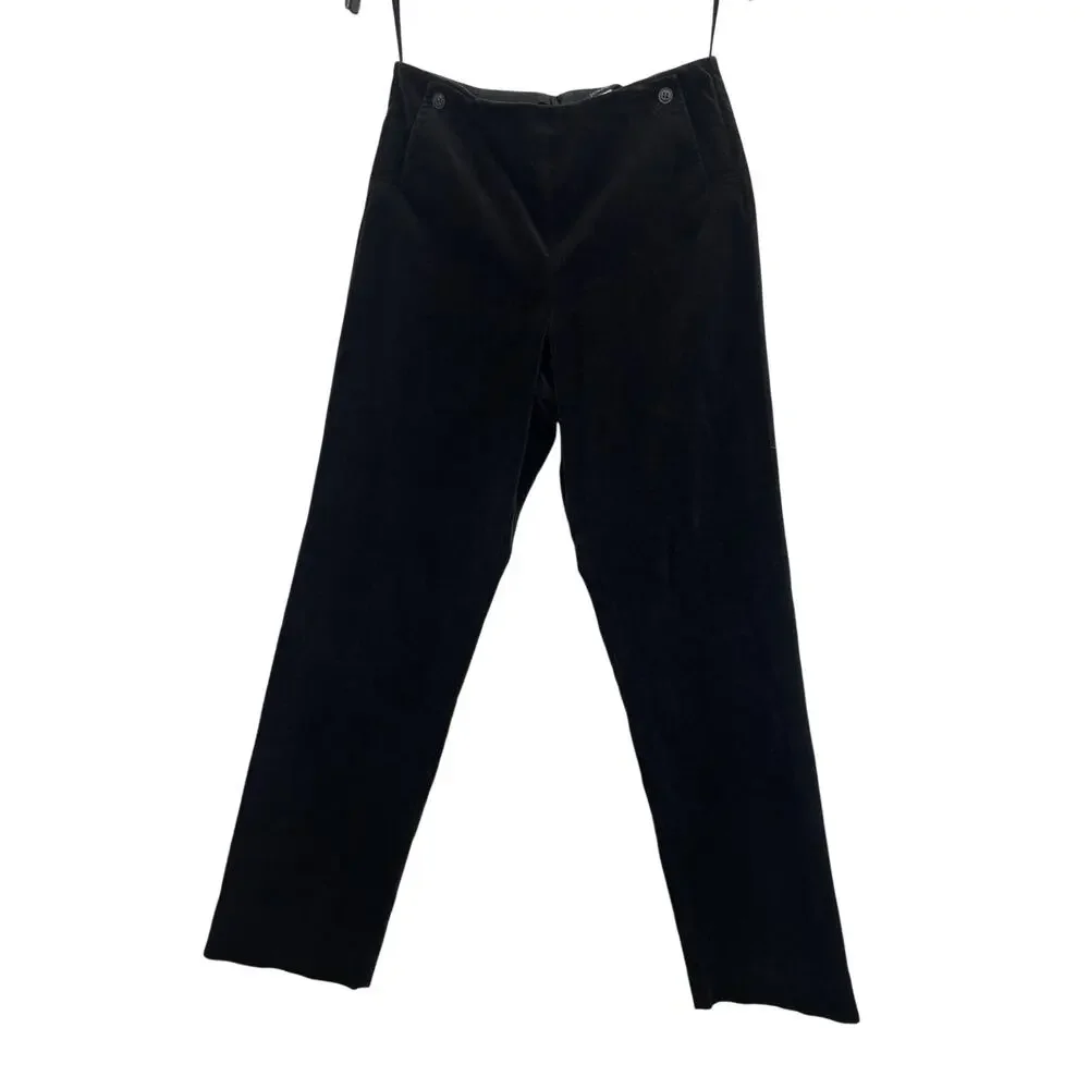Vtg 90s J Crew Black Velvet Straight Pants Sailor Trousers Size 6/8 Preppy Goth